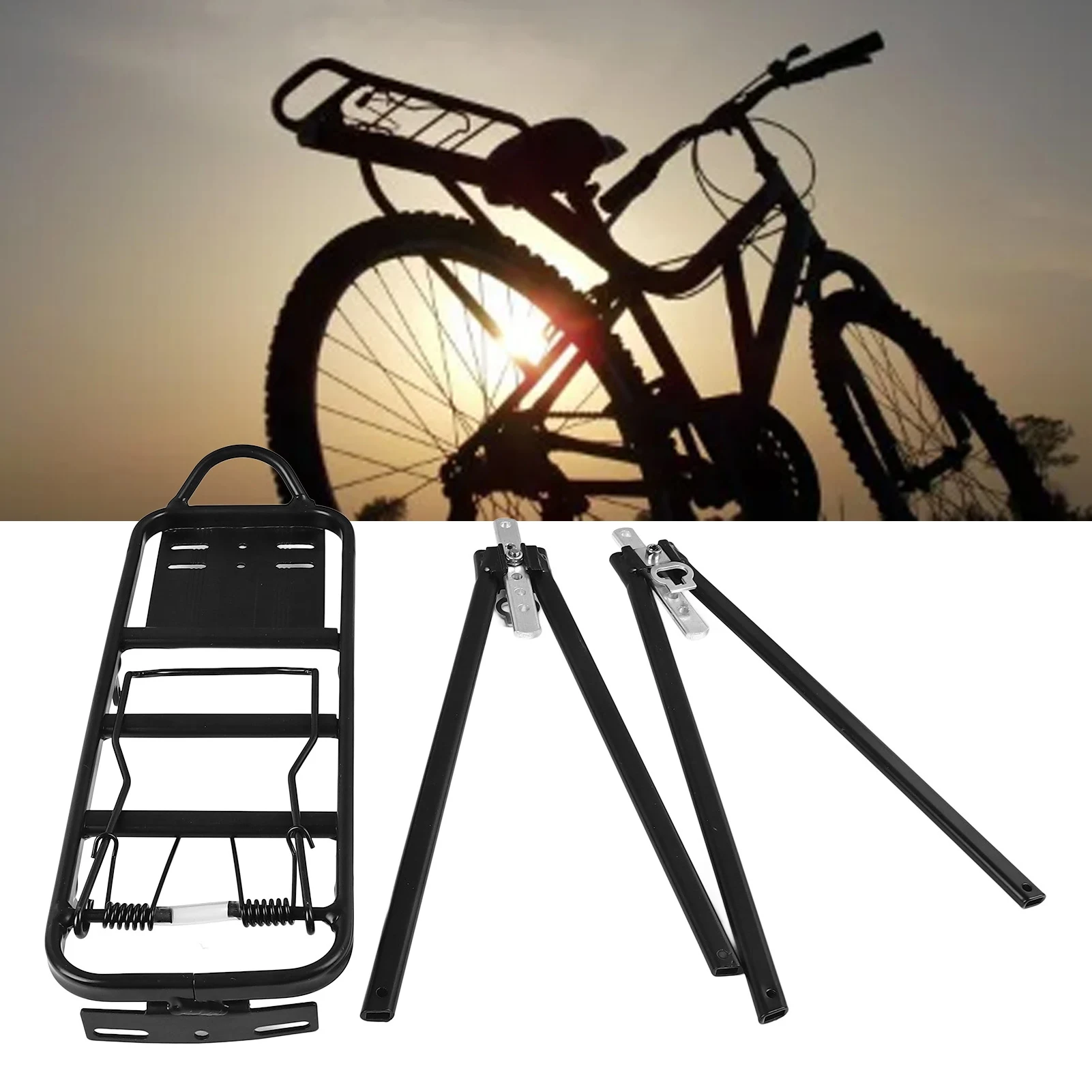 Rear Bike Rack Adjustable Light Weight Bike Luggage Rack Easy Installation 154lb Load Aluminium Alloy for Folding Bikes