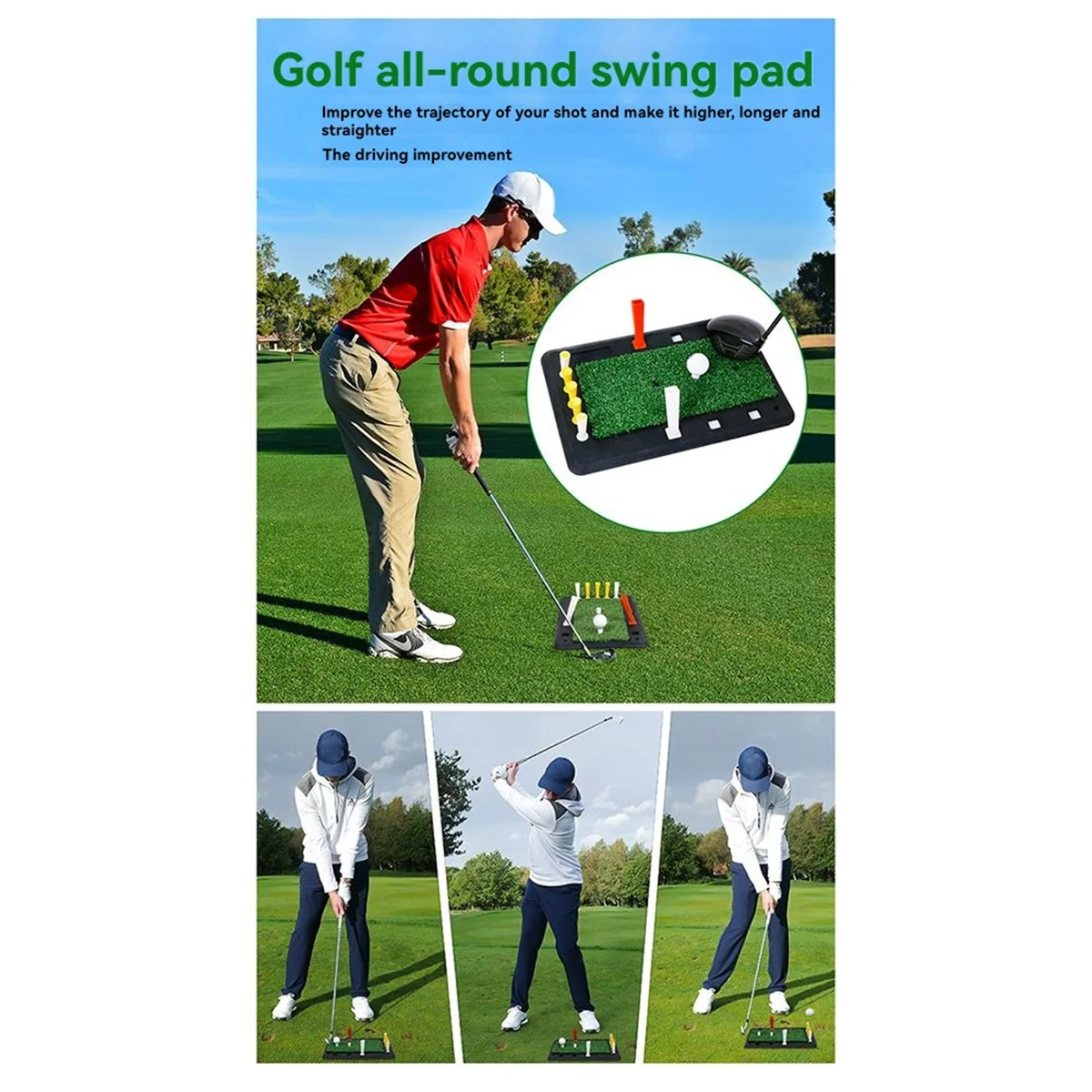 【2025{Electronics】{Golf Hitting Mat Home Office Outdoor Mini Training Practice Rubber Pad Equipment for Swing Chipping Putting