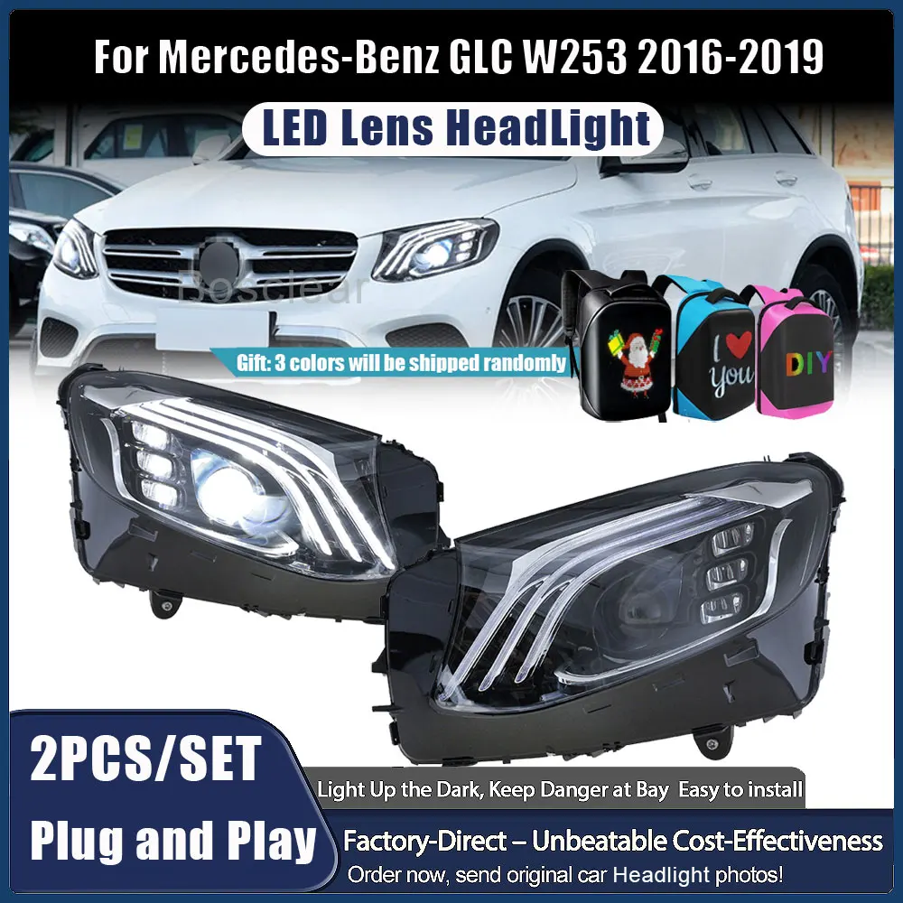 

LED Headlights for Mercedes Benz 2016-2019 Class W253 GLC200 GLC260 GLC300 Upgrade Laser Front Lights Plug and Play Accessories