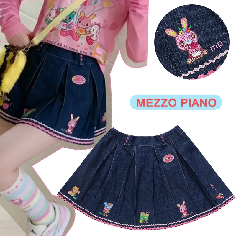 Japanese Cartoon Mp Jojifuku Denim Skirt Spring Summer New Cute Rabbit Soft Girl Sweet Mini Aline Skirt All Match Y2k Skirt