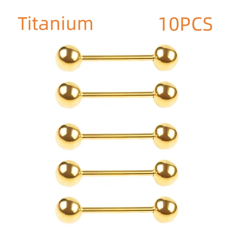 14G Golden Long Industrial Barbell Ring Tongue Sexy Barbell ASTM F136 G23 TItanium External Thread Piercing Jewelry