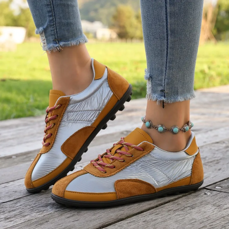 Women Sneakers New Retro Versatile Splicing Non Slip Loafers 2026 Fashion Soft Soled Comfort Walking Casual Women Shoes Tenis