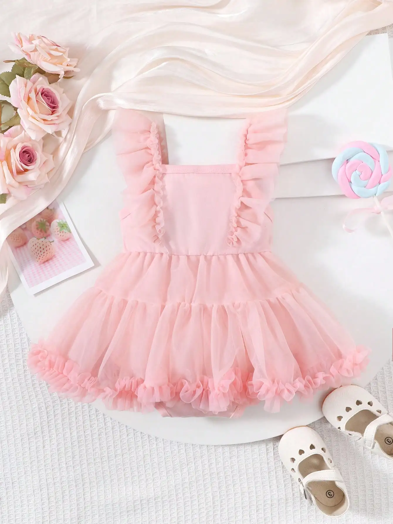 Baby Summer Bow Mesh Casual Cute Comfortable One Piece Dress