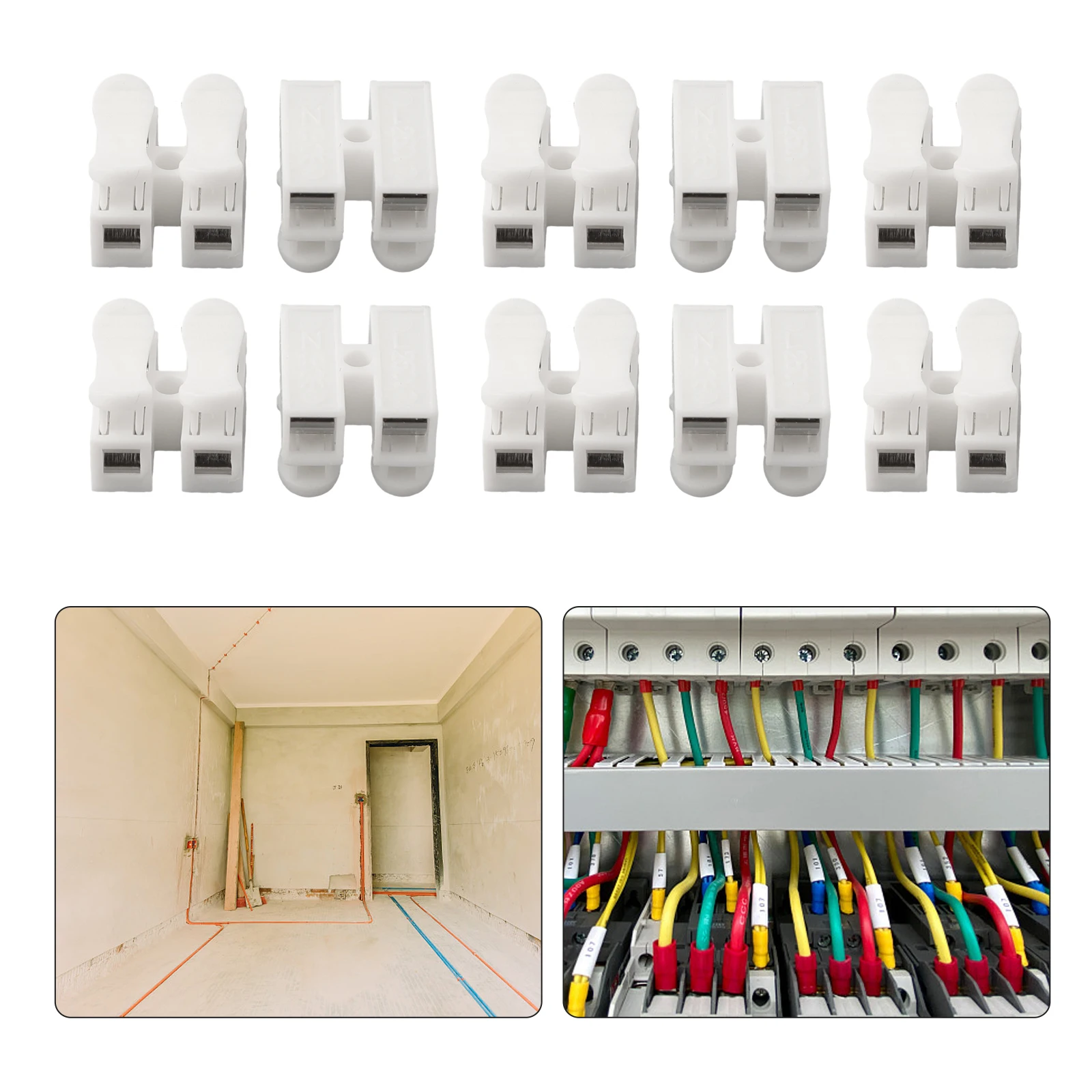10pcs CH-2 Spring Wire Quick Connector Electrical Crimp Terminals Block Splice Cable Clamp Easy Fit Led Strip 20-12