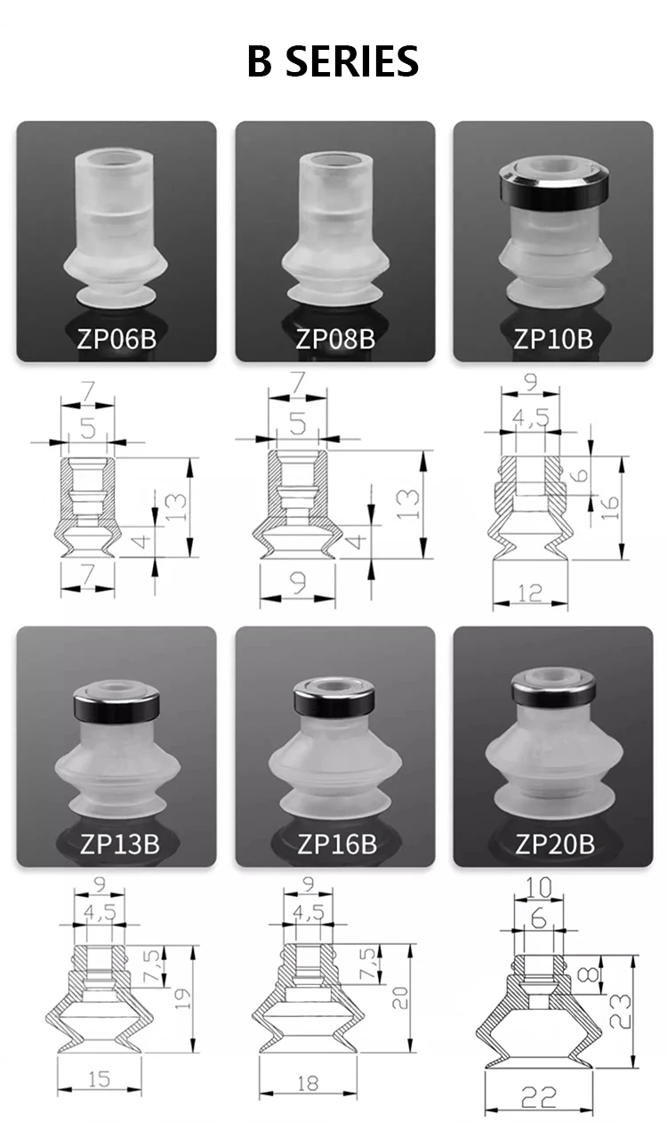 10pcs/lot SMC Organ Type B Series Double Layer Vacuum Suction Cup ZP06B ZP08B ZP10B ZP13B ZP16B ZP20B ZP25B Retainer Strap