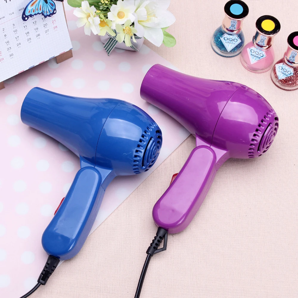 1 2 220V Portable  Household Hair Blow Dryer Traveller Hair Dryer Compact Blower Foldable With US Plug (Blue)
