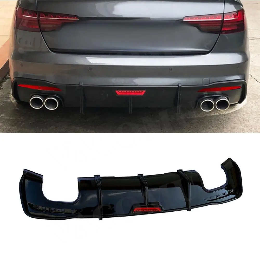 

VACOMUL Carbon Fiber Rear Lip Diffuser With Brake Light for Audi A4 S4 Sline B10 2020-2022 ABS Bumper Guard Splitter