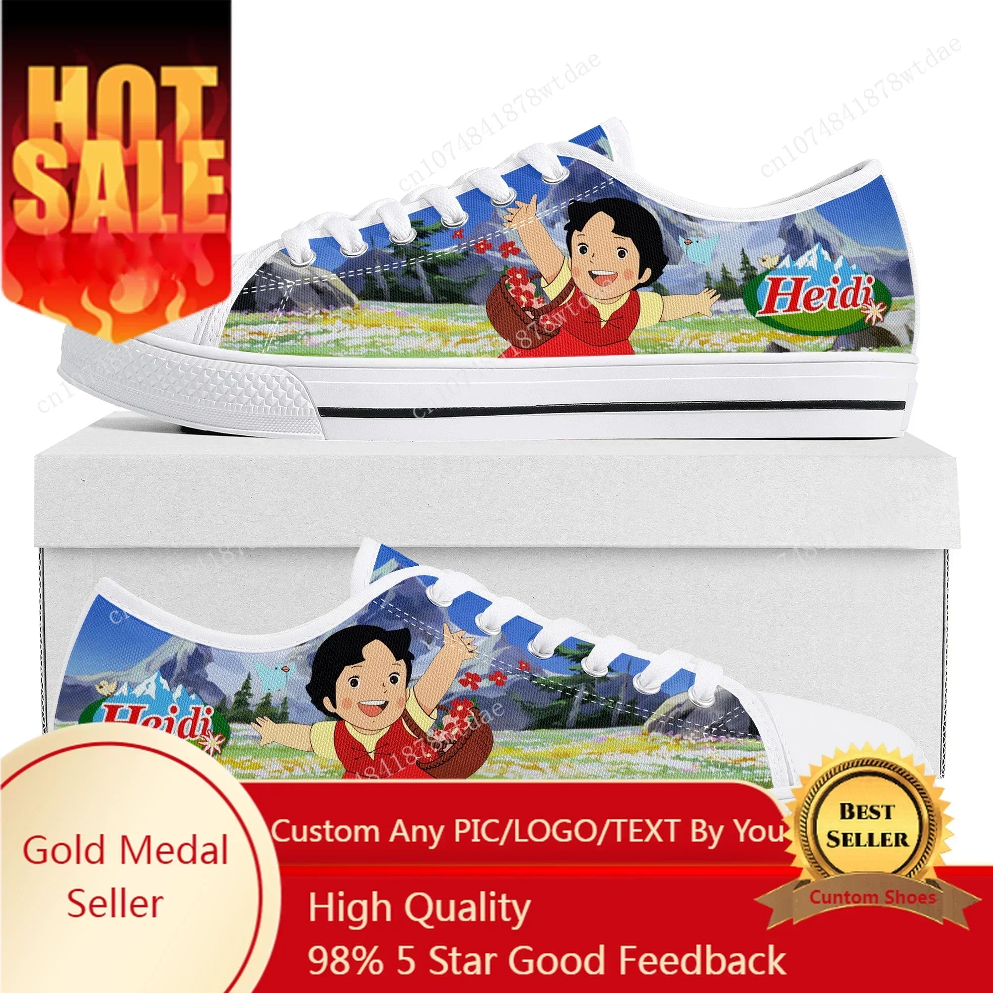 A Girl Of The Alps Low Top Sneakers Womens Mens Heidi High Quality Canvas Sneaker Couple Comics Manga Custom Made Shoes