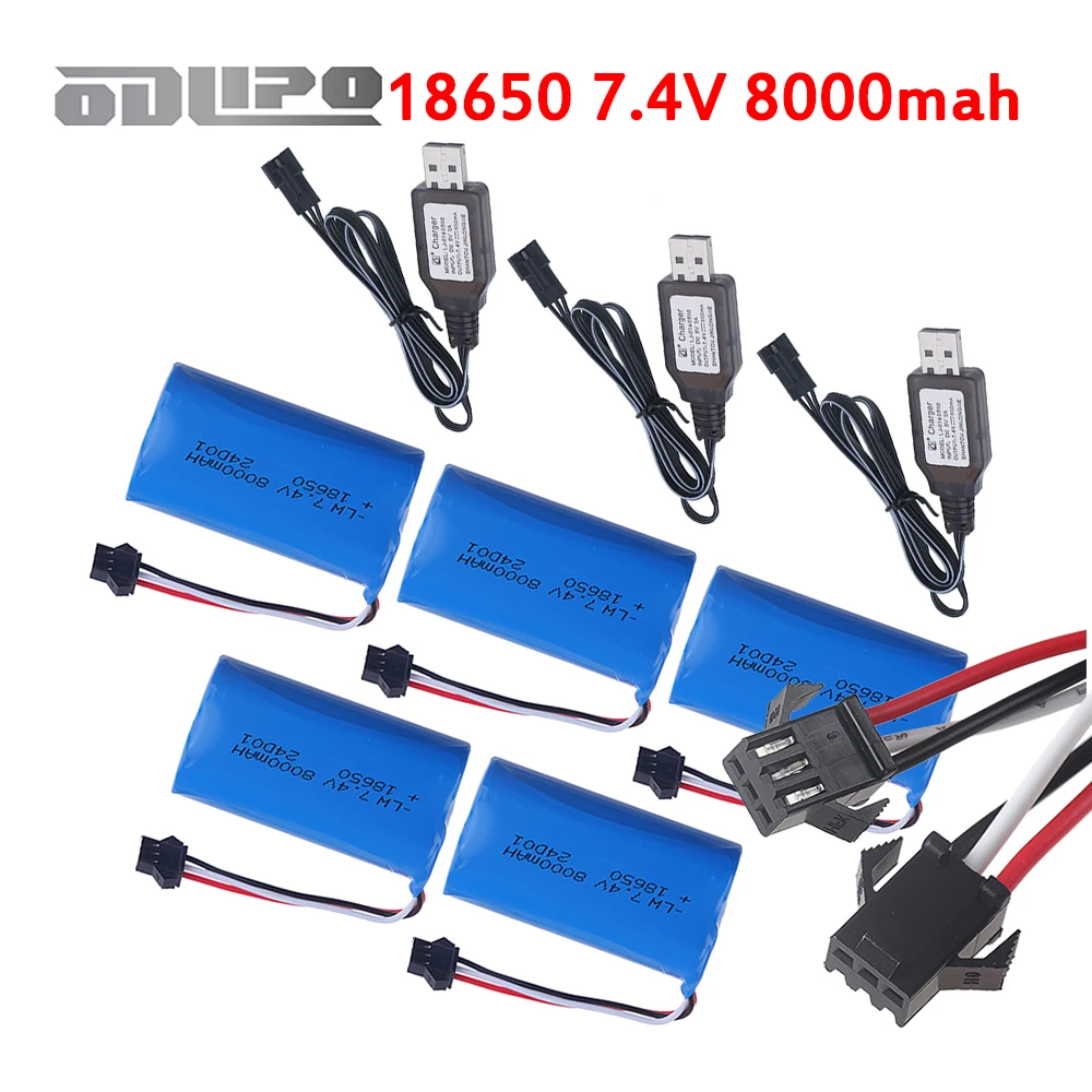 SM3p 7.4V 8000mah Battery 18650 2S For MN82 MN82S MN82Pro MN99S MN168 MN128 MN78 LC79 Watch Gesture Sensing Twisted RC Stunt Car