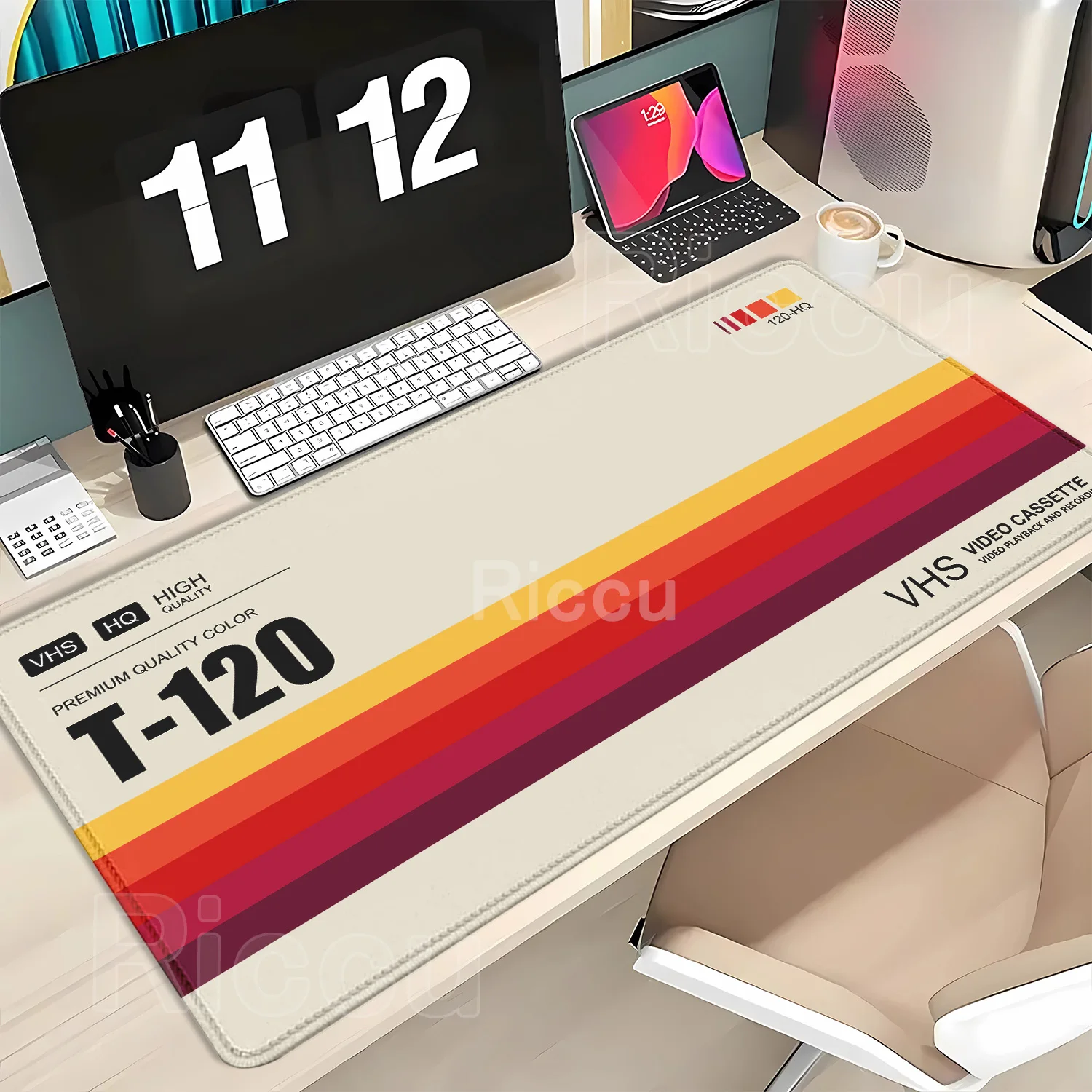 Computador novo estilo retro vhs mousepad sutura borda engrossar teclado mouse pad gamer escritórios acessórios desktop grande mouse pad