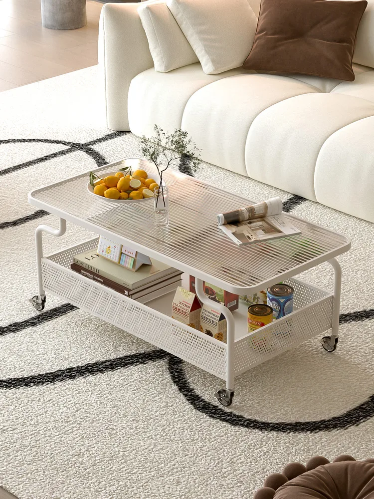 coffee table light luxury high-end new living room home small apartment creative with wheels Internet celebrity rectangular