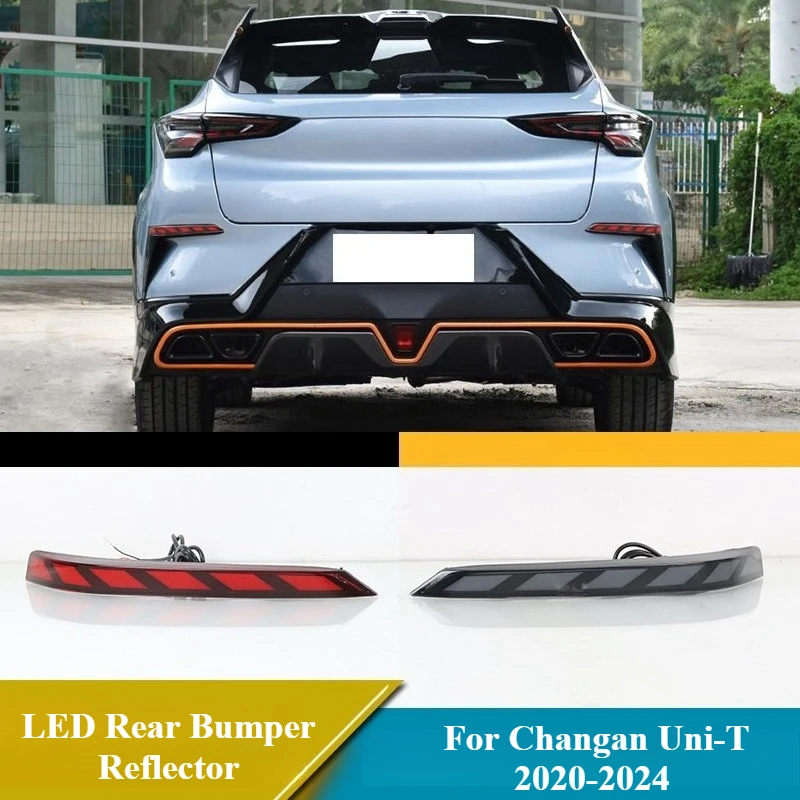 

2pcs Car LED Rear Bumper Reflector Lights For Changan Uni-T 2020-2024 DRL Dynamic Turn Signal Brake Tail Lights Auto Accessories