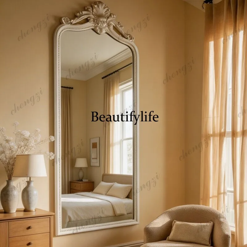 Z138 Nordic style retro full-length mirror bedroom full-length mirror carved border wall-mounted decorative fitting mirror