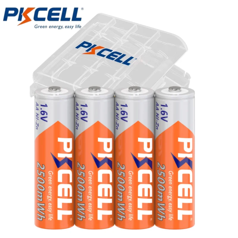 4 Шт. Перезаряжаемые батареи PKCELL AA 1.6V NiZn 2500mWh с Ni-Zn аккумулятором AA/AAA для камеры RC Car Toys