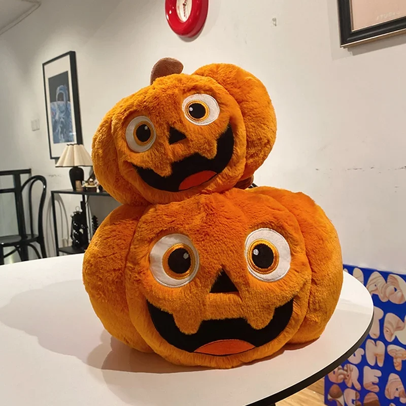 Calabaza de Halloween, juguete de peluche Kawaii, mueca, muñeco de calabaza, almohada de calabaza naranja suave, decoración divertida para fiesta y habitación