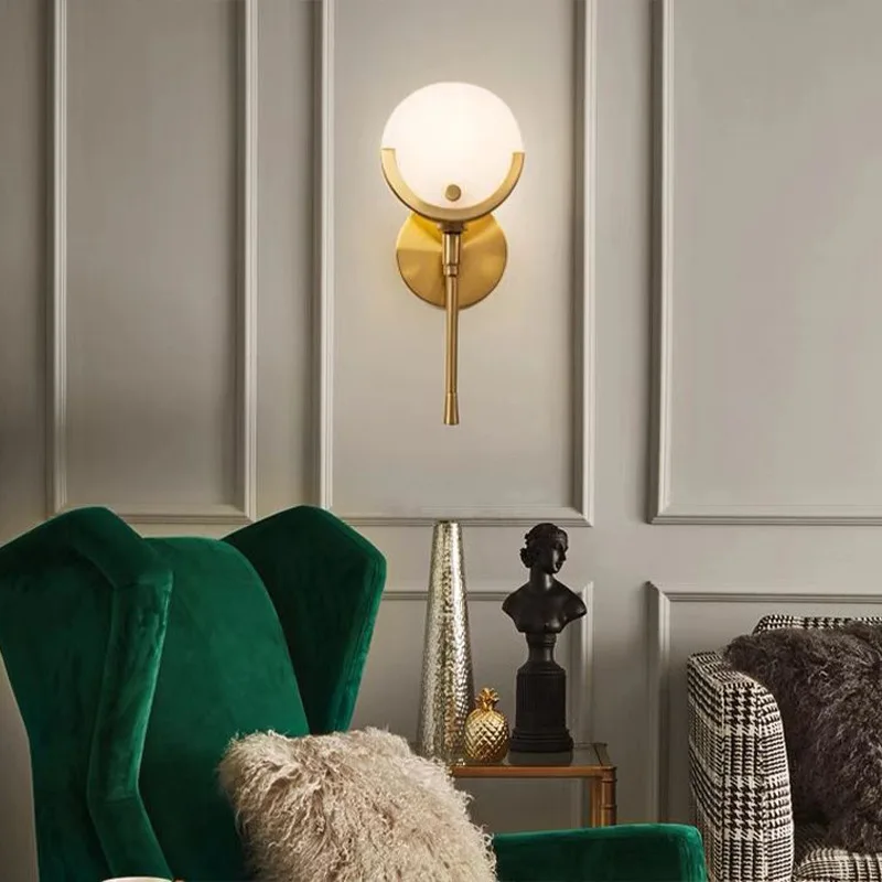 

Marble indoor wall lamp, hotel engineering living room bedroom bedside decorative wall lamp, advanced atmosphere led lamp