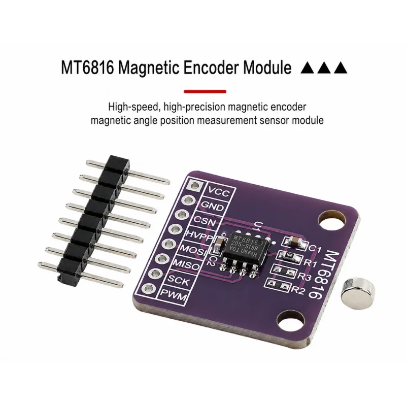 2pcs MT6816 High-Speed High-Precision Magnetic Encoder Magnetic Induction Angle Position Measurement Sensor Module