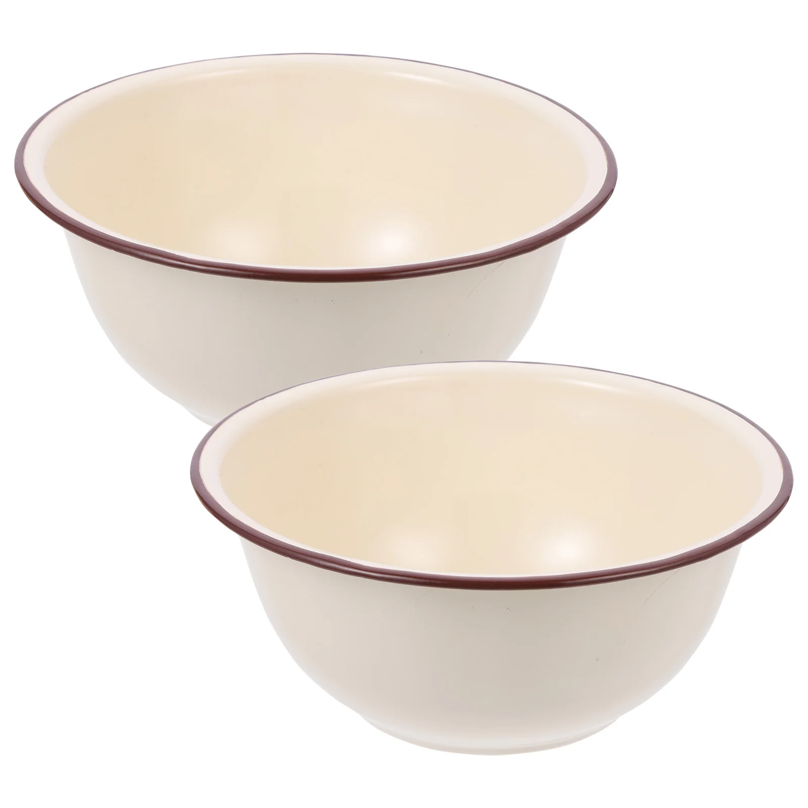 

2 Pcs Enamelware Bowl Fettuccine Pasta Retro Basin Camping White Food Storage Containers for