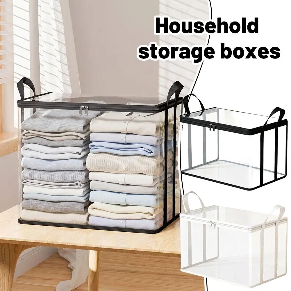 Transparent Foldable Storage Bag, Large Capacity Dustproof Organizer Pouch, Reusable Waterproof Handbag for Clothes Quilt Book