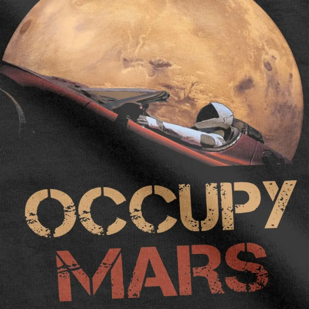 Occupy Mars T Shirt Spacex Starman T-Shirt Men Elon Musk Falcon Heavy 9 Short Sleeve Novelty Tees Crewneck 100% Cotton Clothes