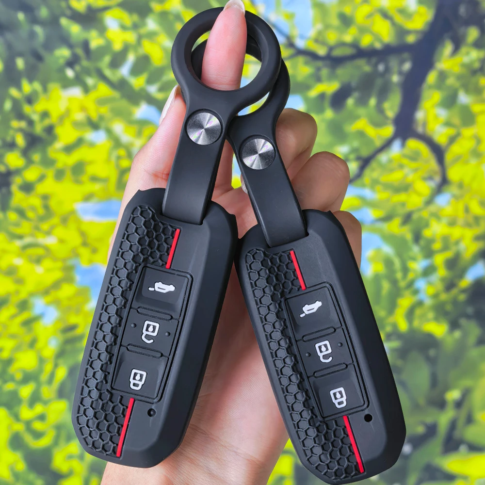Honeycomb Designed Silicone Remote Key Protector with Keychain for Chevrolet Blazer Optra Turbo Hector Enjoy Captiva Smart Key
