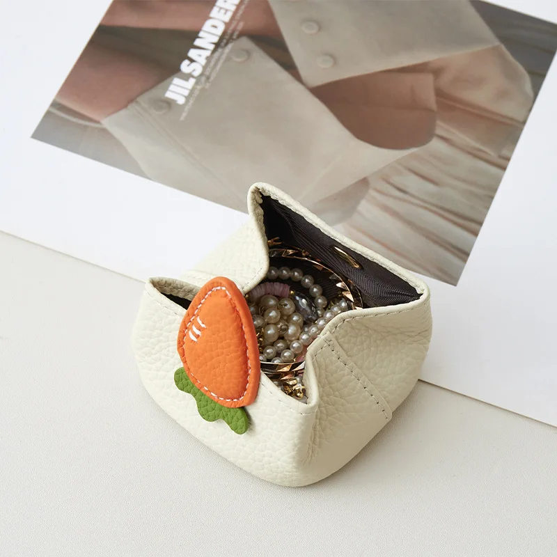  Coin Purse Top Layer Cowhide Fruit Lightweight Coin Storage Bag Contrast Color Japanese Style Small Storage Bag