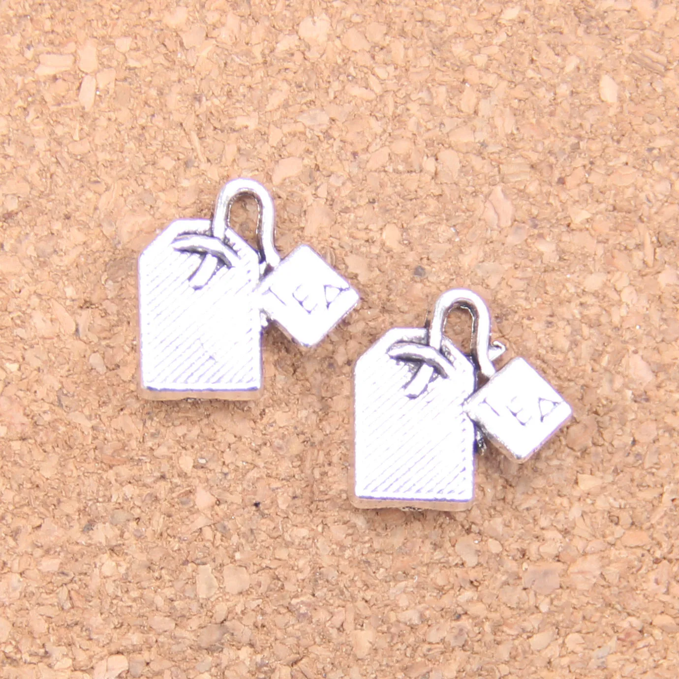 62pcs Charms Tea Bag 15x15mm Antique Pendants,Vintage Tibetan Silver Jewelry,DIY For Bracelet Necklace