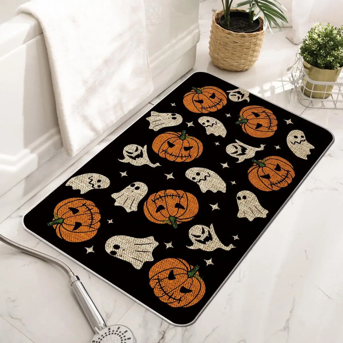 Halloween Floor Mat Holy Pumpkin Clown Carpet Crystal Velvet Doormat Rubber Bathroom Kitchen Mat Garden Garage Door Mats