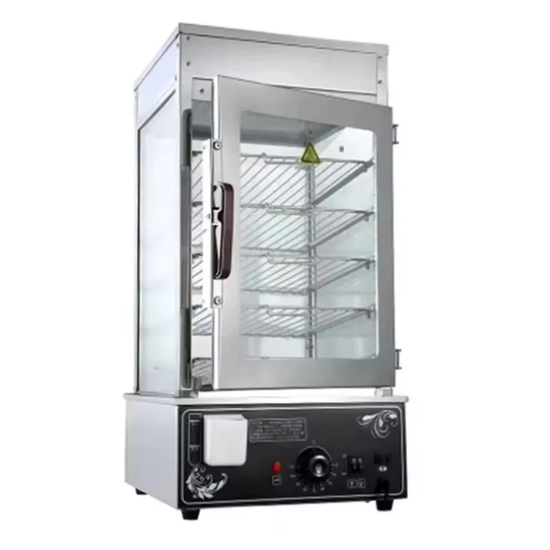 Gold Seller Kitchen Equipment Transparent 5-Layer Stainless Steel Food/Bun Steamer Machine 1200W 220v/50hz 300*300mm for Hotels