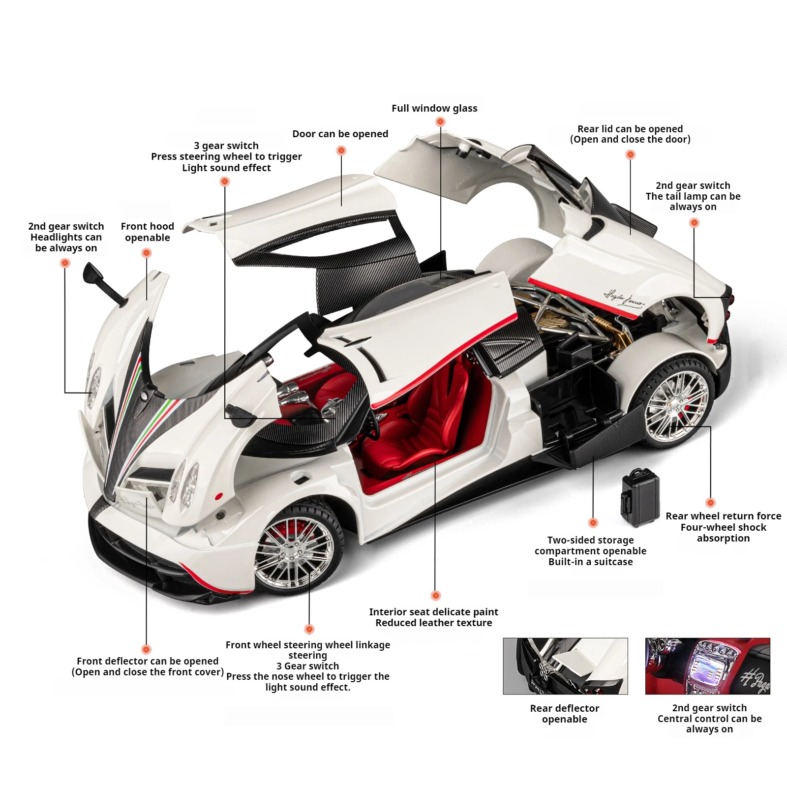 1:18 Pagani Huayra Toy Model Car Auto sportive in lega pressofusa - Ripristino di dettagli ad alta precisione - Regalo di compleanno per ragazzo