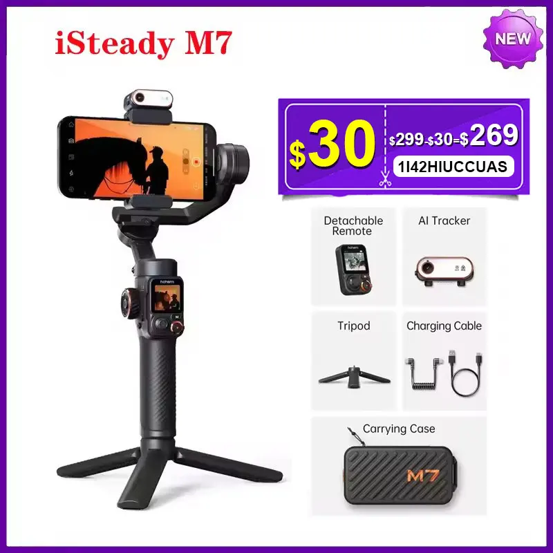 Hohem iSteady M7 M6 3-Axis مثبت يدوي hohem m7 Gimbal للهواتف الذكية مع ملء مغناطيسي لتتبع الوجه