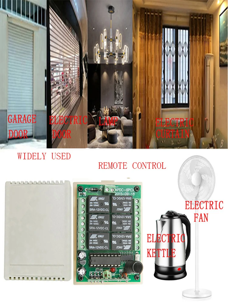 DC 12V 24V 6 CH Channels 6CH RF Wireless Remote Control Switch Remote Control System receiver transmitter 6CH Relay 315/433 MHz view 2