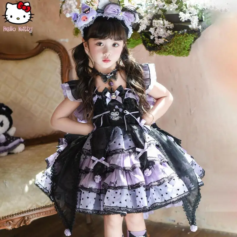 

Куроми для девочек, сетчатое платье Лолиты на Хэллоуин, кавайное осенне-зимнее платье принцессы с героями мультфильмов, новый рождественский костюм Санрио для девочек