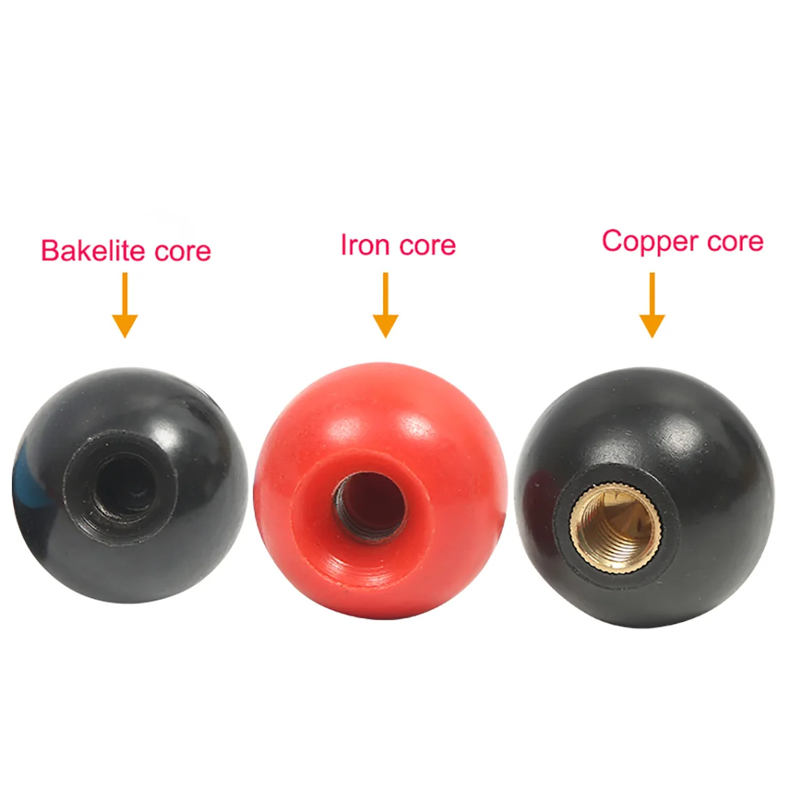 Copper Core/Bakelite Core/Iron Core Ball M4 M5 M6 M8 M10 M12 Lever Knob Machine Tool Replacement Round Handle Red Black