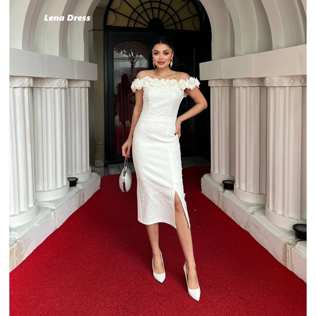 

Lena Customized Cocktail Dresses for Special Occasions Robes De Cocktail Evening Dress Luxury Elegant Flower Off Shoulder Pearl