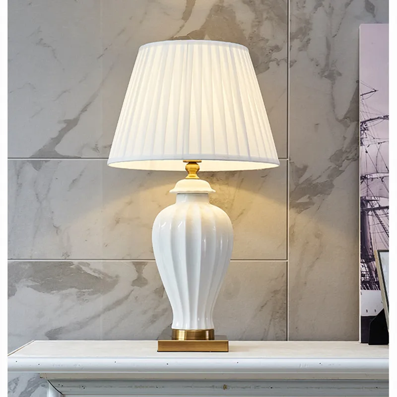 

40x70cm European Modern Simple White Ceramic Table Lamp For Bedroom Living Room Bedside Lamp Home Decoration Large Table Lamp