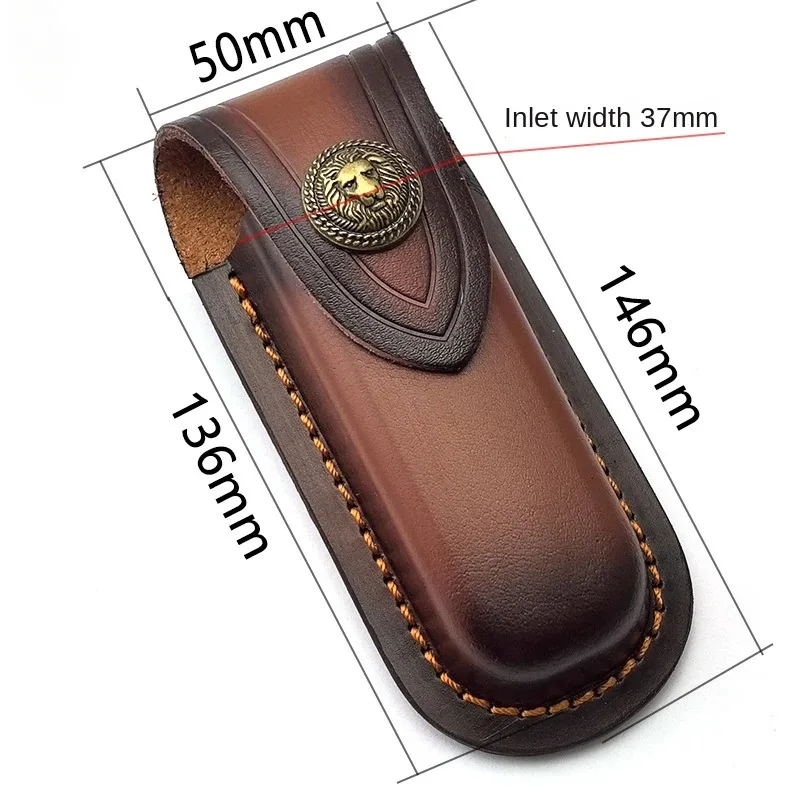 Fibbia in ottone Coltello pieghevole in vera pelle di mucca Coltelli Pinze Guaina Fodero Custodia per custodia