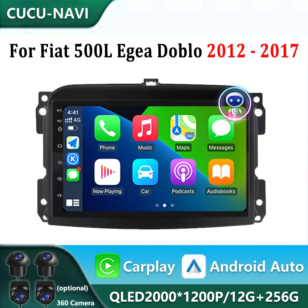 

Android Auto Carplay For Fiat 500L Egea Doblo 2012 - 2017 Car Radio Audio Multimedia Player Bluetooth GPS Navigation DSP Stereo