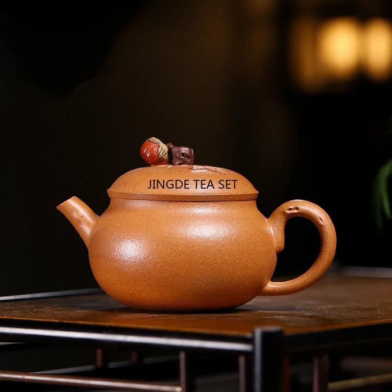 110ml Chinese Yixing Small Capacity Purple Clay Teapots Master Handmade Persimmon Tea Pot Raw Ore Beauty Kettle Zisha Tea Set