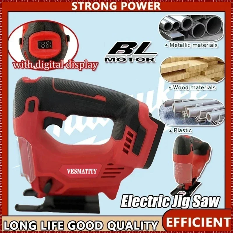 Cordless Electric Jig Saw Portable Saw Multi-Function Woodworking Tools Portable Home Power Tools For 18V-21V Milwaukee Battery