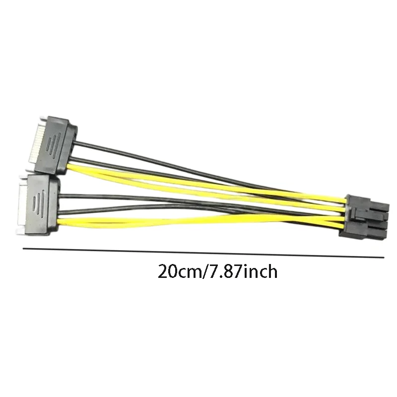สายแปลง Dual SATA 15 พิน เป็น 8 พิน สำหรับการ์ดจอ GPU สายไฟ 6+2 พิน ตัวแยกสายไฟ 1 เป็น 2 สำหรับเคสคอมพิวเตอร์ ต่อขยายสายไฟ