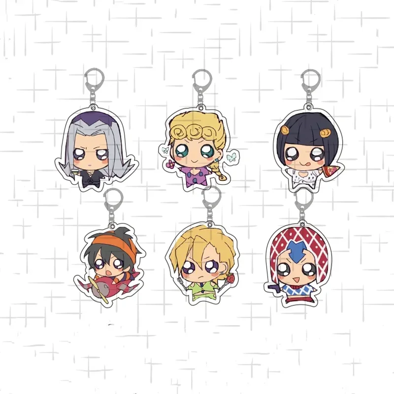 Anime Abbacchio Guido Mista Narancia Ghirga Giorno Giovanna Keychain Doll Acrylic Keyring Pendant for Gift