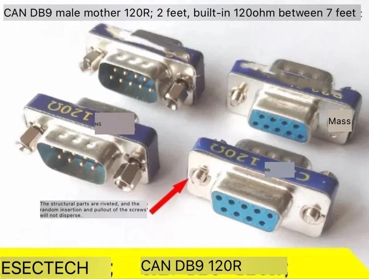 

Resistencia de Terminal de red tipo DB9 macho a hembra CAN Compatible con RS485 incorporado 120 Ohm