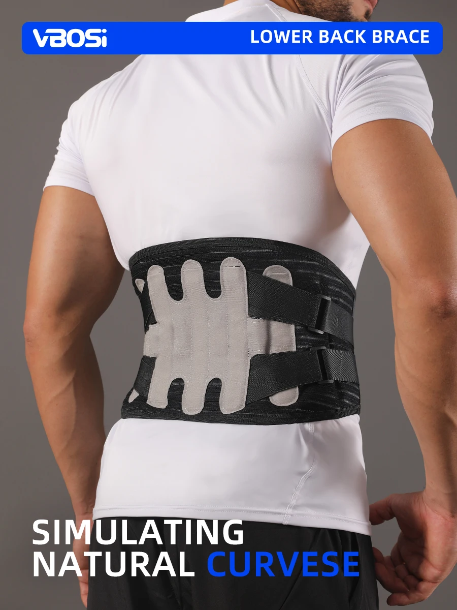 VBOSi خصر قابل للتعديل وجيد التهوية يدعم دعامة أسفل الظهر للرجال والنساء مع مثبتات معدنية