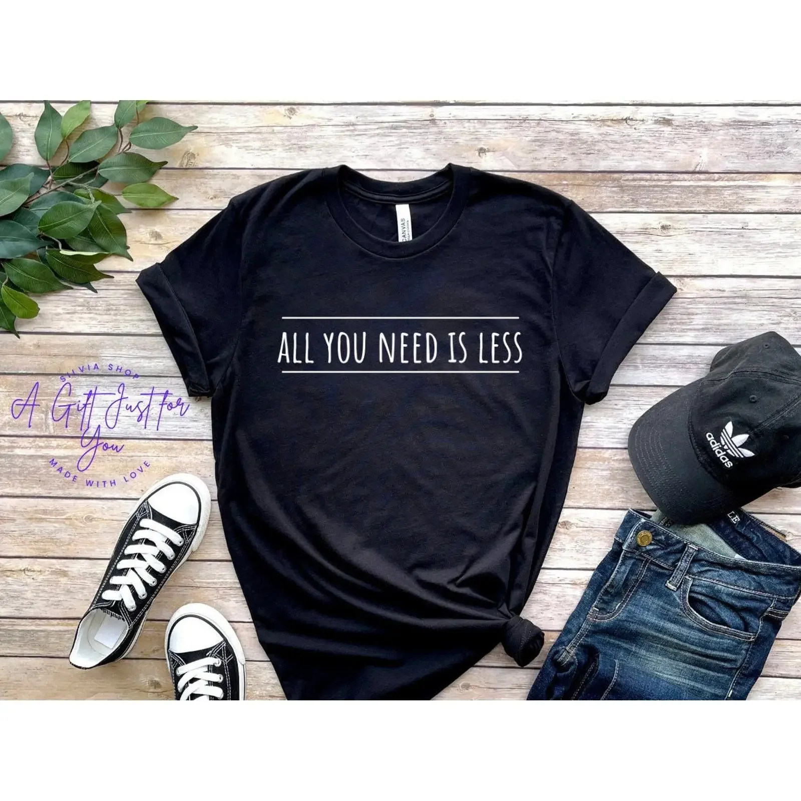 All you need is less T shirt MinimalisT Minimalism Quote GifT Free Delivery vintage Washed designer clothes streetwear fashion
