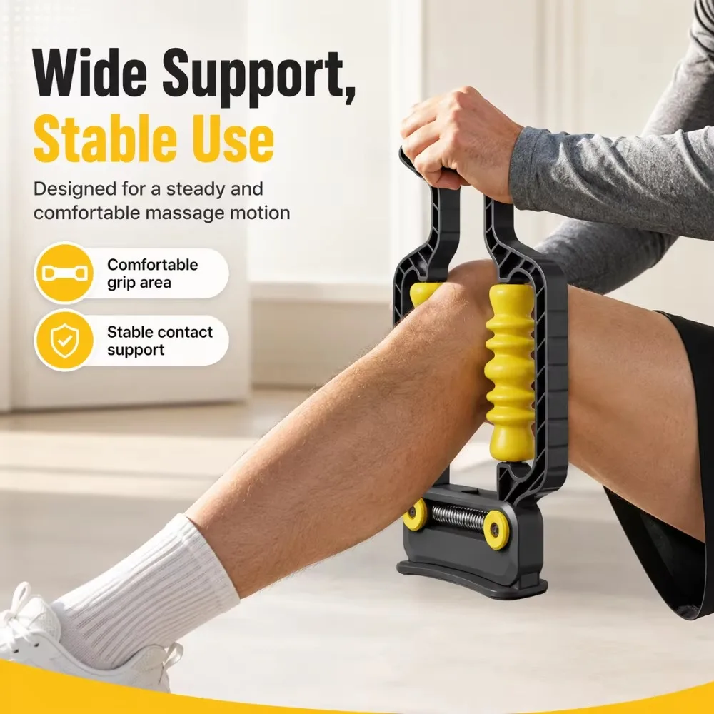 Dual Wheel Deep Tissue Handheld Massager Adjustable Intensity Muscle Roller for Arm Calf Foot Massage Relieve Soreness After