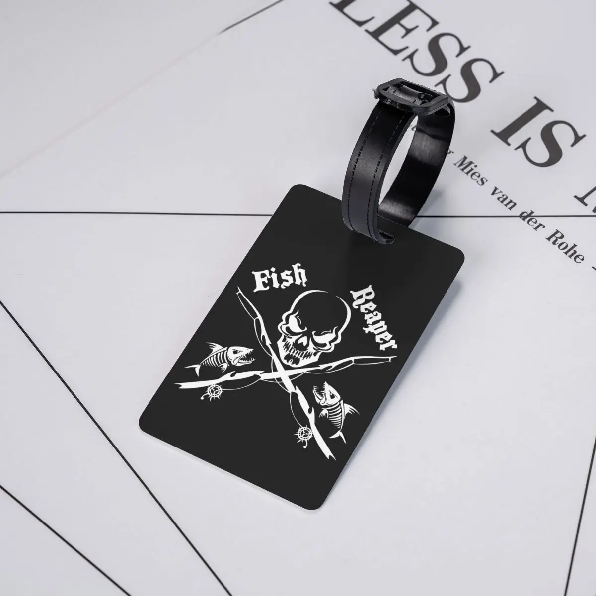 Custom Fish Reaper Skull Luggage Tag Privacy Protection Fisherman Fishing Baggage Tags Travel Bag Labels Suitcase