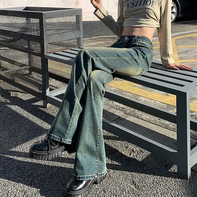 جديد خمر عالية الخصر مضيئة الجينز النساء الخريف الشارع الشهير سراويل جينز الإناث مثير سليم صالح طويل الدنيم السراويل الإناث