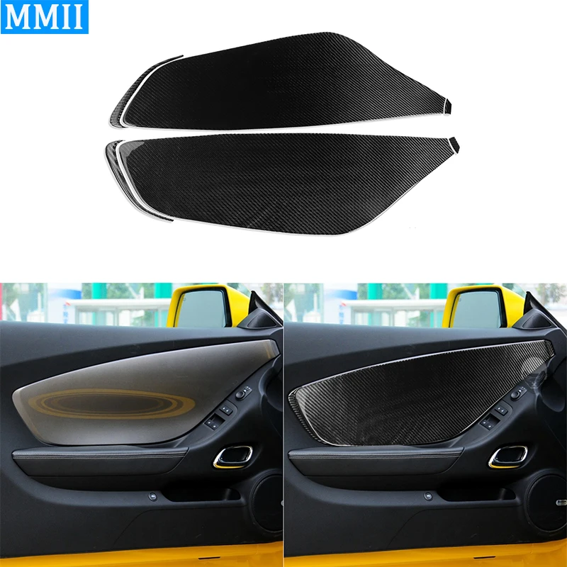 

For Chevrolet Camaro 2010-2015 Real Carbon Fiber Front Auto Interior Door Panel Frame Trim Cover Decoration Accessories Sticker