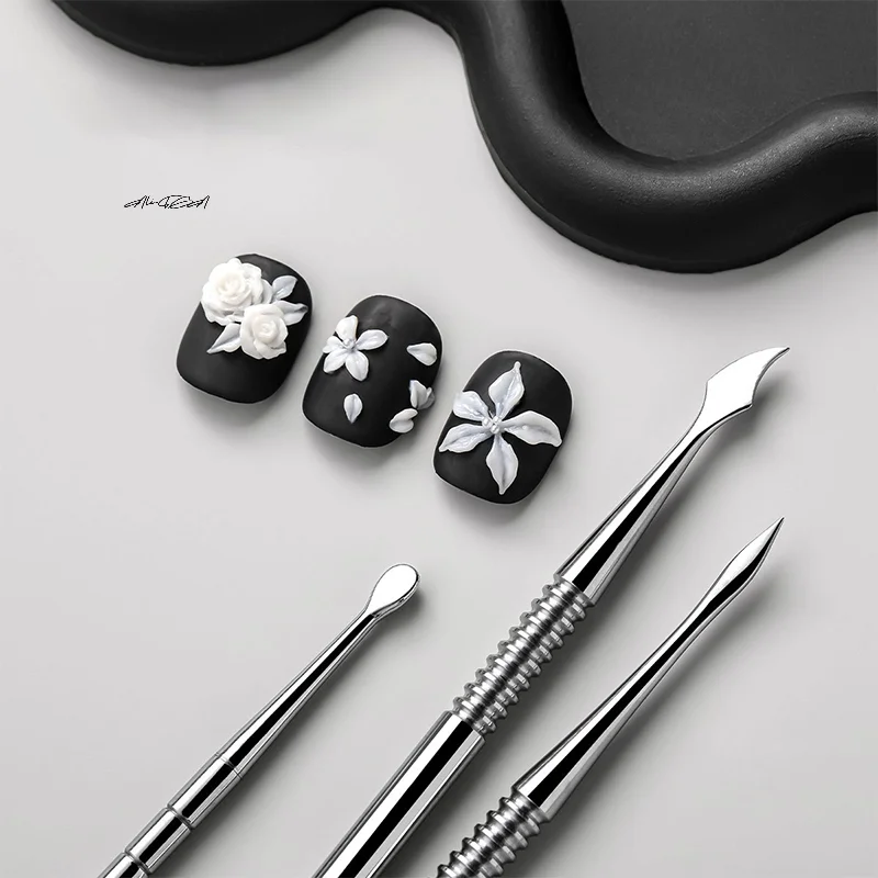 برأسين الفولاذ المقاوم للصدأ فرشاة الأظافر تمديد هلام إزالة ملعقة وإزالة الغراء عصا الكل في واحد طلاء الأظافر DippingTool #3